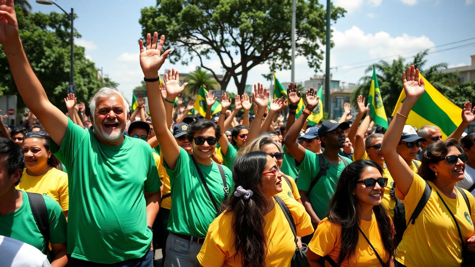 Imagem de marcação — apoiadores em evento de rua